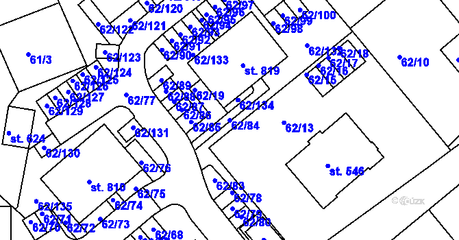 Parcela st. 62/84 v KÚ Kašperské Hory, Katastrální mapa