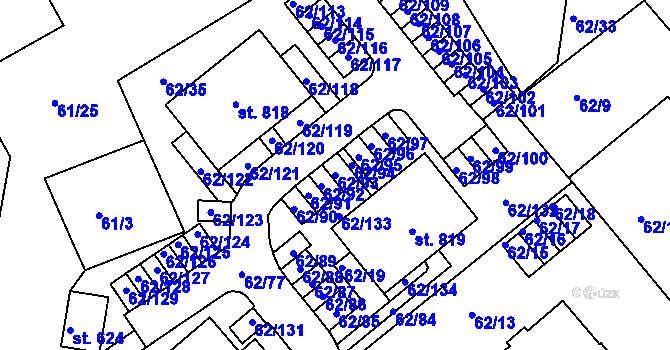 Parcela st. 62/93 v KÚ Kašperské Hory, Katastrální mapa