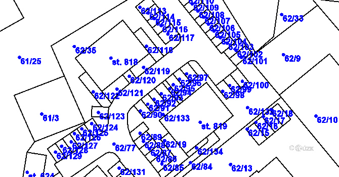Parcela st. 62/94 v KÚ Kašperské Hory, Katastrální mapa