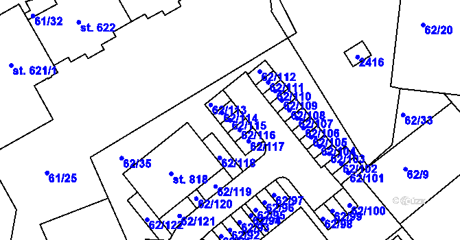 Parcela st. 62/115 v KÚ Kašperské Hory, Katastrální mapa