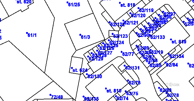 Parcela st. 62/127 v KÚ Kašperské Hory, Katastrální mapa