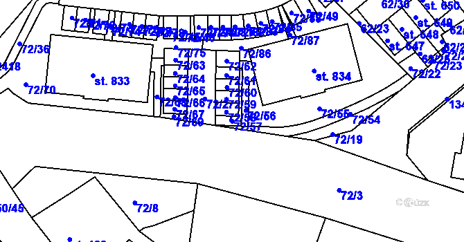 Parcela st. 72/57 v KÚ Kašperské Hory, Katastrální mapa