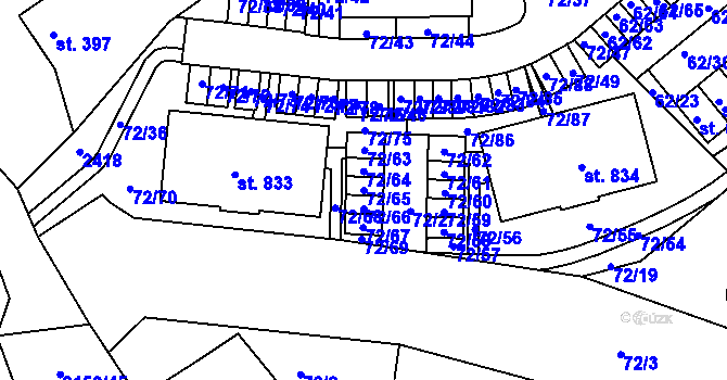 Parcela st. 72/65 v KÚ Kašperské Hory, Katastrální mapa