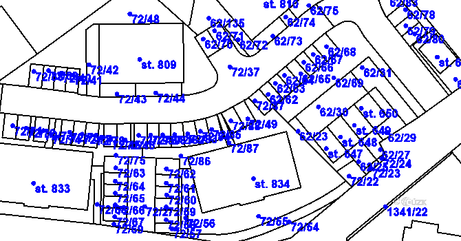 Parcela st. 72/88 v KÚ Kašperské Hory, Katastrální mapa