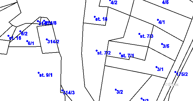 Parcela st. 7/2 v KÚ Opolenec, Katastrální mapa