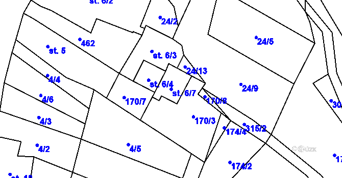Parcela st. 6/7 v KÚ Opolenec, Katastrální mapa