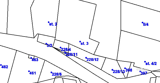 Parcela st. 3 v KÚ Tuškov, Katastrální mapa