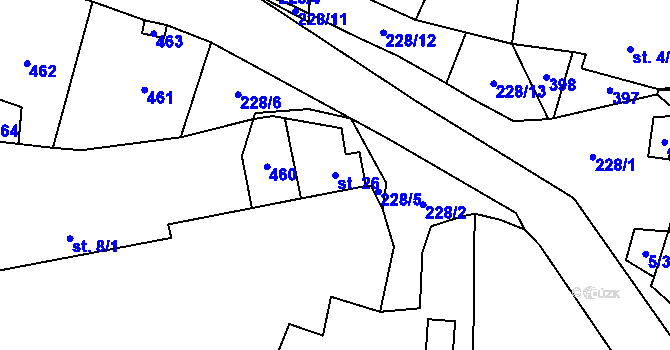 Parcela st. 26 v KÚ Tuškov, Katastrální mapa