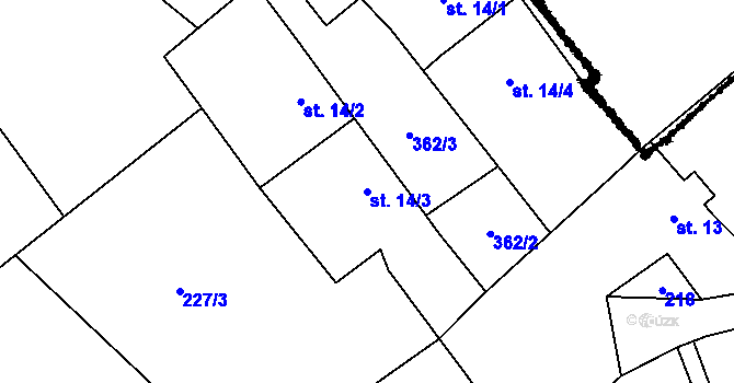 Parcela st. 14/3 v KÚ Žlíbek, Katastrální mapa