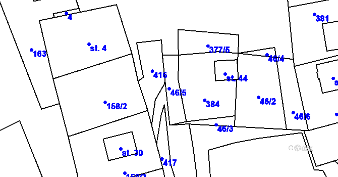 Parcela st. 46/5 v KÚ Žlíbek, Katastrální mapa