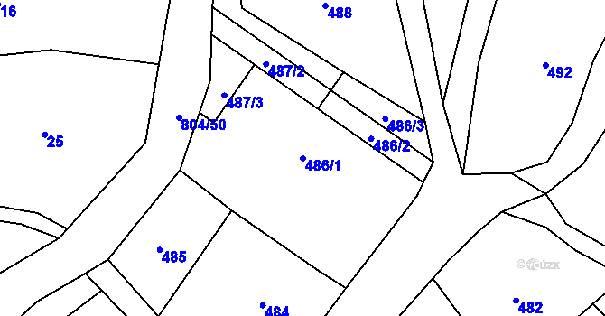 Parcela st. 486/1 v KÚ Kateřinice, Katastrální mapa