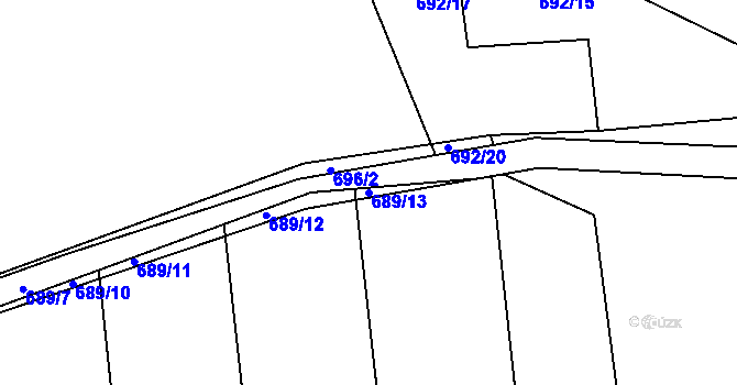 Parcela st. 689/13 v KÚ Kateřinice, Katastrální mapa