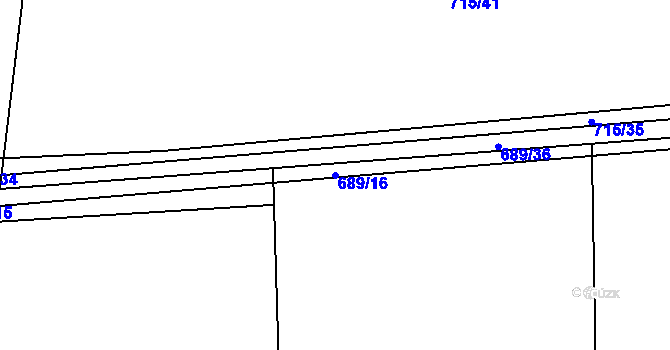 Parcela st. 689/16 v KÚ Kateřinice, Katastrální mapa