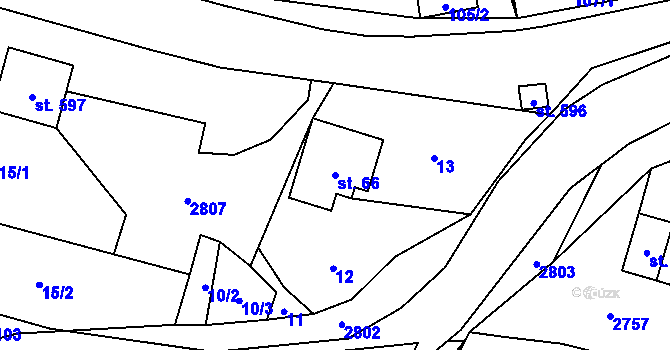Parcela st. 66 v KÚ Kateřinice u Vsetína, Katastrální mapa