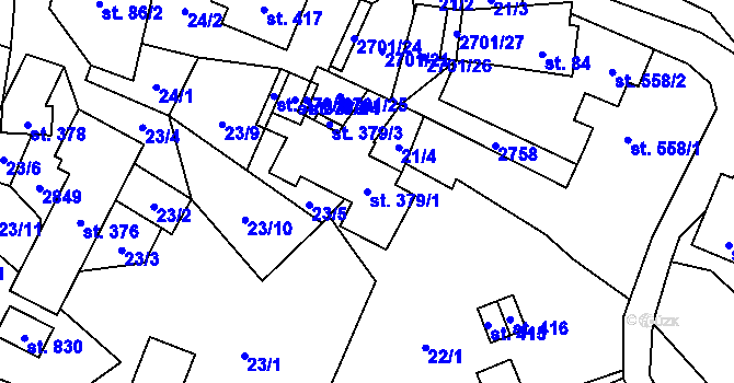 Parcela st. 379/1 v KÚ Kateřinice u Vsetína, Katastrální mapa
