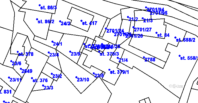 Parcela st. 379/3 v KÚ Kateřinice u Vsetína, Katastrální mapa