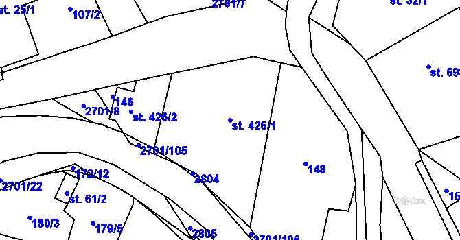 Parcela st. 426/1 v KÚ Kateřinice u Vsetína, Katastrální mapa