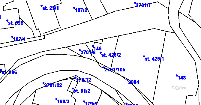 Parcela st. 426/2 v KÚ Kateřinice u Vsetína, Katastrální mapa