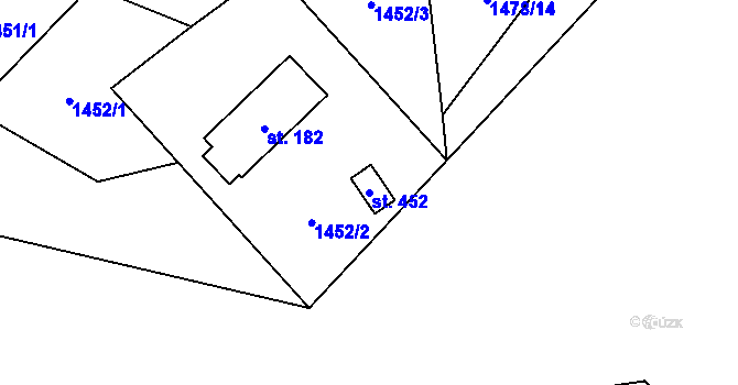Parcela st. 452 v KÚ Kateřinice u Vsetína, Katastrální mapa