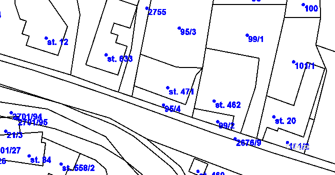 Parcela st. 471 v KÚ Kateřinice u Vsetína, Katastrální mapa