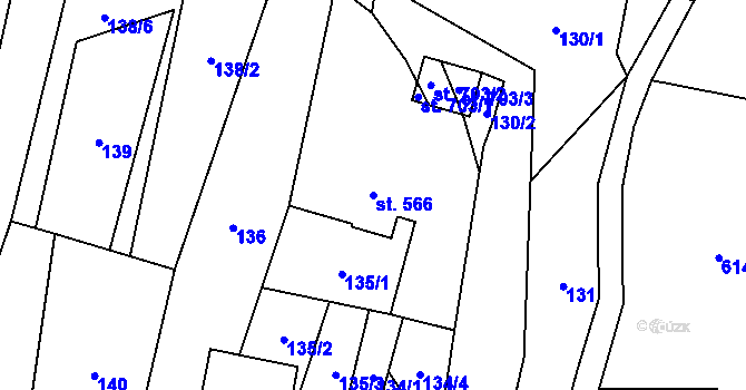 Parcela st. 566 v KÚ Kateřinice u Vsetína, Katastrální mapa