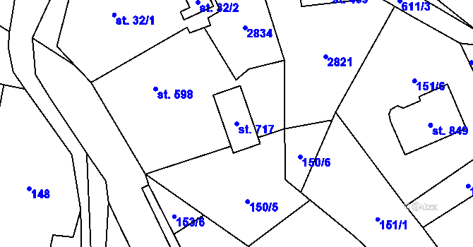Parcela st. 717 v KÚ Kateřinice u Vsetína, Katastrální mapa