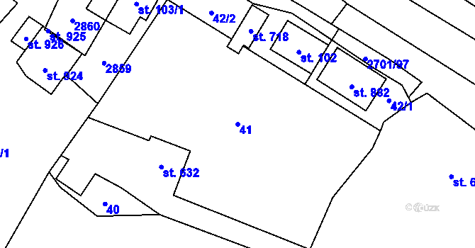 Parcela st. 41 v KÚ Kateřinice u Vsetína, Katastrální mapa