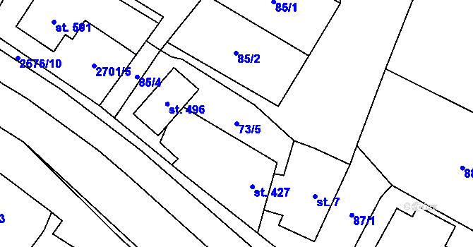 Parcela st. 73/5 v KÚ Kateřinice u Vsetína, Katastrální mapa