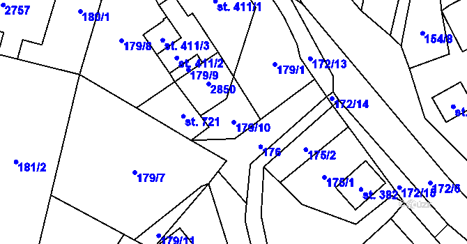 Parcela st. 179/10 v KÚ Kateřinice u Vsetína, Katastrální mapa