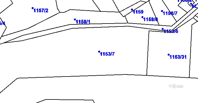 Parcela st. 1153/7 v KÚ Kateřinice u Vsetína, Katastrální mapa