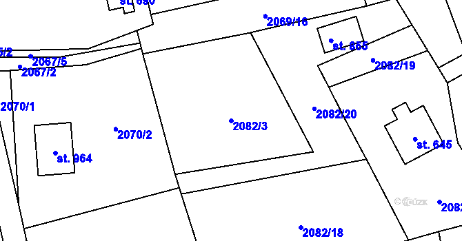 Parcela st. 2082/3 v KÚ Kateřinice u Vsetína, Katastrální mapa