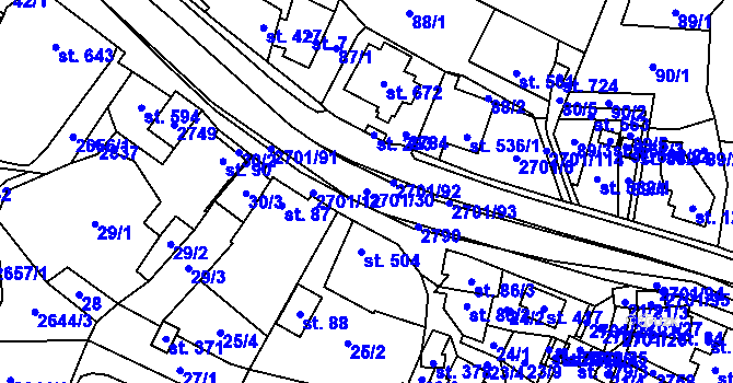 Parcela st. 2701/30 v KÚ Kateřinice u Vsetína, Katastrální mapa