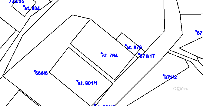 Parcela st. 794 v KÚ Kateřinice u Vsetína, Katastrální mapa