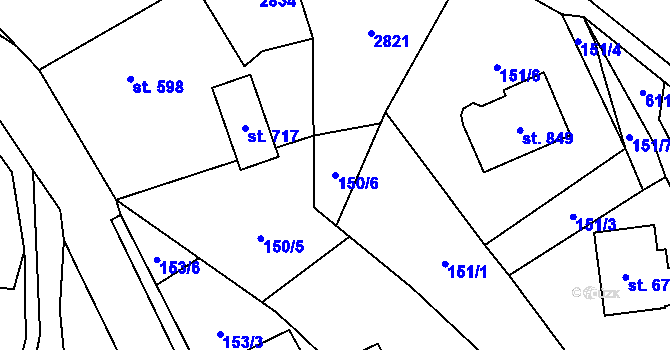Parcela st. 150/6 v KÚ Kateřinice u Vsetína, Katastrální mapa