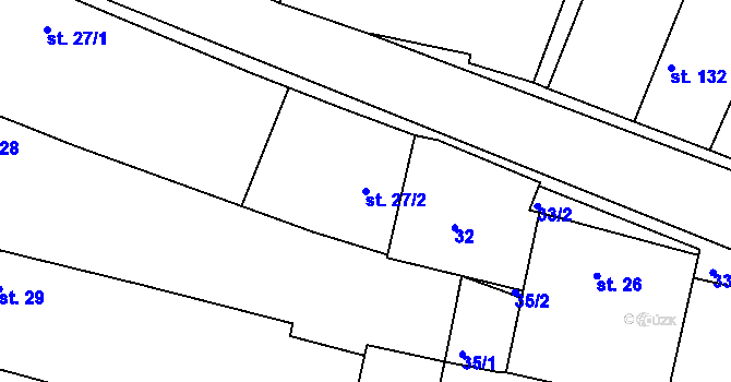 Parcela st. 27/2 v KÚ Katovice, Katastrální mapa