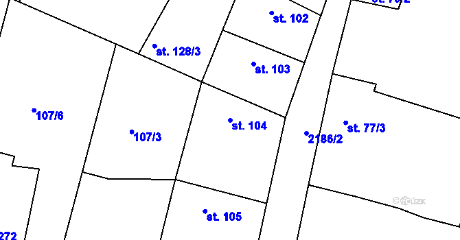 Parcela st. 104 v KÚ Katovice, Katastrální mapa