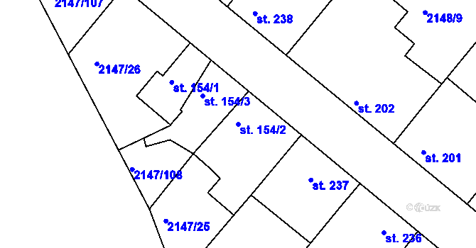 Parcela st. 154/2 v KÚ Katovice, Katastrální mapa