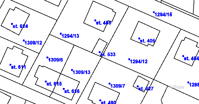Parcela st. 533 v KÚ Katovice, Katastrální mapa