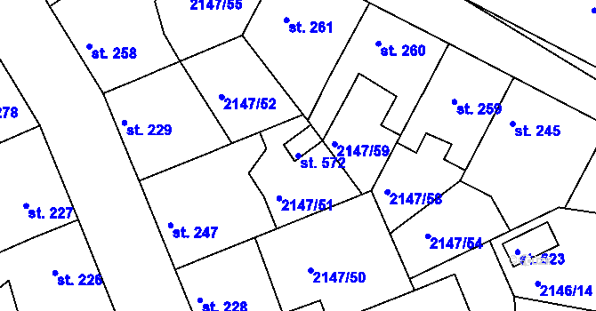 Parcela st. 572 v KÚ Katovice, Katastrální mapa