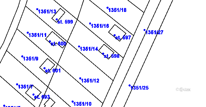 Parcela st. 598 v KÚ Katovice, Katastrální mapa