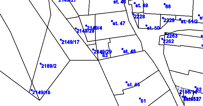 Parcela st. 63 v KÚ Katovice, Katastrální mapa