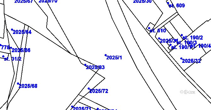 Parcela st. 2025/1 v KÚ Katovice, Katastrální mapa