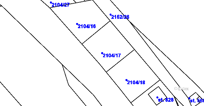 Parcela st. 2104/17 v KÚ Katovice, Katastrální mapa