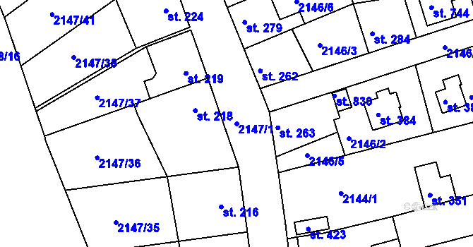 Parcela st. 2147/1 v KÚ Katovice, Katastrální mapa