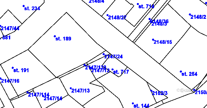 Parcela st. 2147/24 v KÚ Katovice, Katastrální mapa