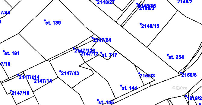 Parcela st. 717 v KÚ Katovice, Katastrální mapa