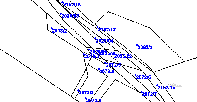 Parcela st. 2025/96 v KÚ Katovice, Katastrální mapa