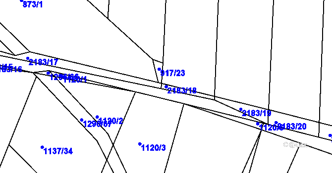 Parcela st. 2183/18 v KÚ Katovice, Katastrální mapa