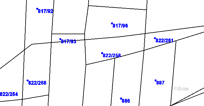 Parcela st. 822/258 v KÚ Katovice, Katastrální mapa