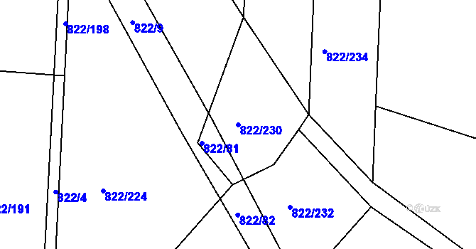 Parcela st. 822/230 v KÚ Katovice, Katastrální mapa